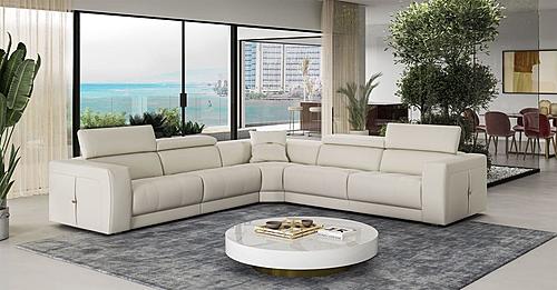 Coronelli Collezioni Dalton Modern Italian Cream Leather Sectional Recliners at Futonland