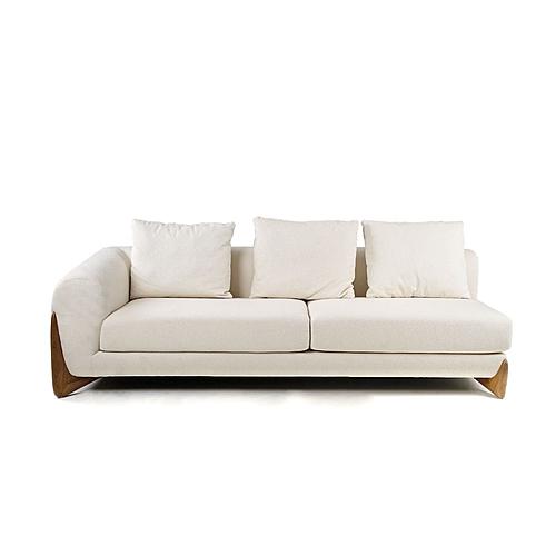 Modrest Fleury - Contemporary Cream Fabric and Walnut RAF Chaise Sectional Sofa by VIG Furniture