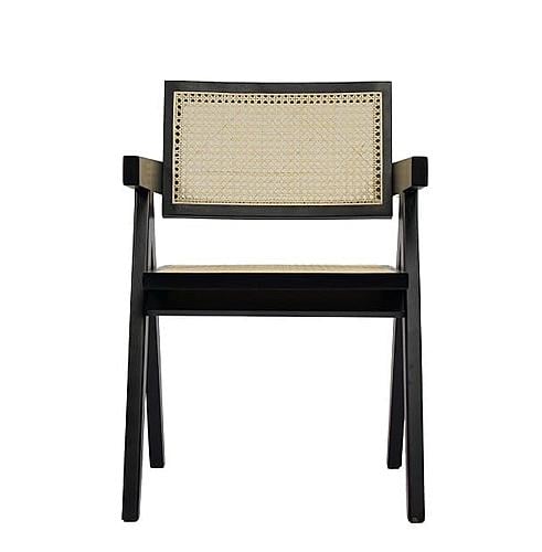 Modrest Aurora Modern Rattan and Wenge Dining Arm Chair - Thumbnail 2