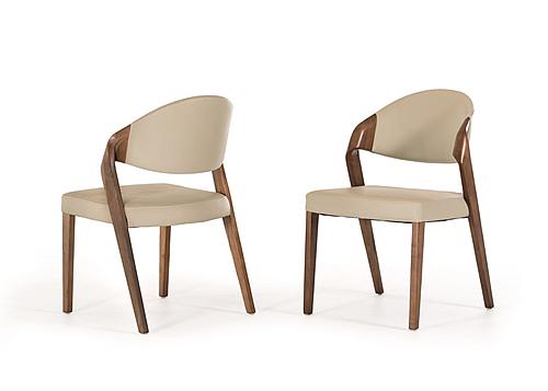 Modrest Arlo Mid-Century Beige & Walnut Dining Chair (Set of 2) by VIG Furniture