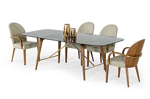 Modrest Kipling - Modern Smoked Glass & Walnut Large Dining Table by VIG Furniture