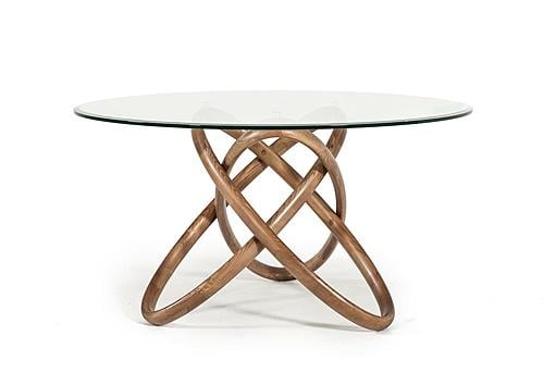 Modrest Mason Modern Round Glass & Walnut Dining Table by VIG Furniture