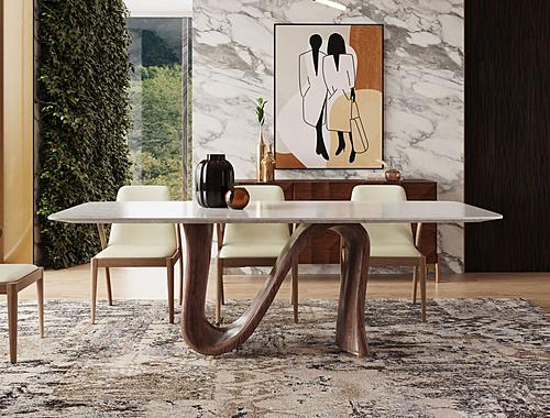 Modrest Carrizo - Contemporary Walnut + Marble Dining Table by VIG Furniture