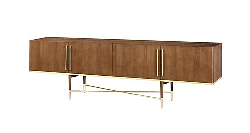 Modrest Bernard Mid-Century Modern Walnut & Gold Buffet by VIG Furniture