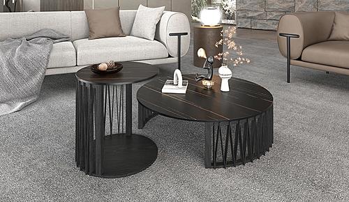 Modrest Larimer Modern Round Coffee Table Set - Thumbnail 2