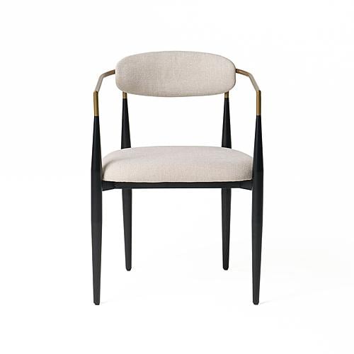 Modrest Buchtel - Mid-Century Modern Light Grey + Gold Arm + Black Dining Chair by VIG Furniture