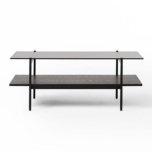 Modrest Conley - Mid-Century Modern Grey Glass + Black Ash Coffee Table by VIG Furniture