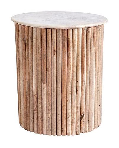 Modrest - Cambridge White Marble & Mango Round End Table by VIG Furniture