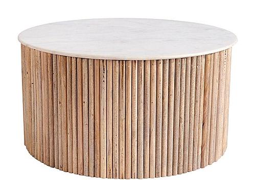 Modrest - Cambridge White Marble & Mango Round Coffee Table by VIG Furniture