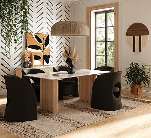 60 Inch Retro Modern Wood Dining Table at Futonland