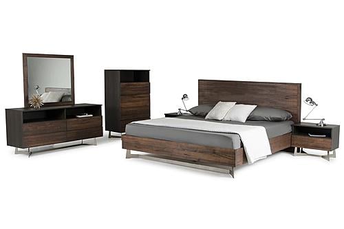 Eastern King Modrest Wharton Modern Dark Aged Oak Bedroom Set by VIG Furniture