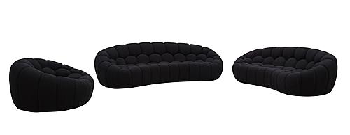 Divani Casa Yolonda - Modern Curved Black Fabric Sofa Set by VIG Furniture