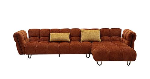 Divani Casa Jacinda - Modern Burnt Orange Fabric Right Facing Chaise Sectional Sofa + 2 Yellow Pillows by VIG Furniture