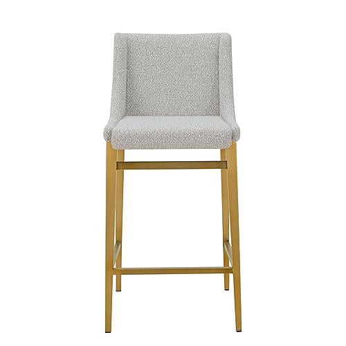 Modrest Mimi - Modern Light Grey Fabric + Antique Brass Counter Stool (Set of 2) by VIG Furniture