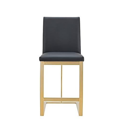 Modrest Frankie - Modern Dark Grey Vegan Lather + Antique Brass Counter Stool by VIG Furniture