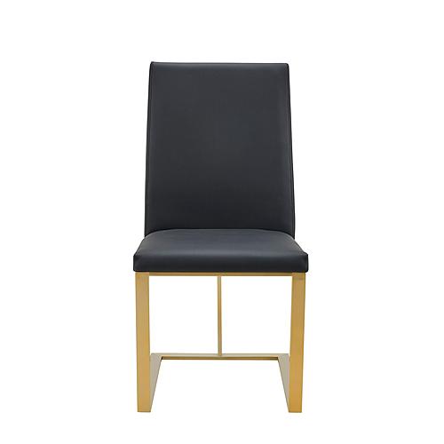 Modrest Frankie - Modern Dark Grey Vegan Leather + Antique Brass Dining Chair by VIG Furniture