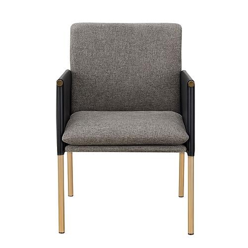 Modrest Engel - Modern Dark Grey Vegan Leather + Grey Fabric + Antique Brass Dining Chair by VIG Furniture