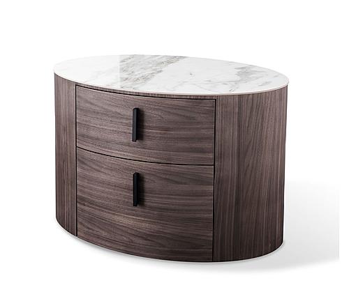 Modrest Chelton - Contemporary White Ceramic & Walnut Oval Nightstand by VIG Furniture