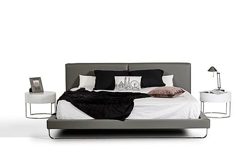 Modrest Ramona Modern Grey Leather Bed