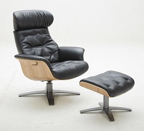 Modrest - Nowak Modern Black Lounge Chair & Ottoman Set by VIG Furniture