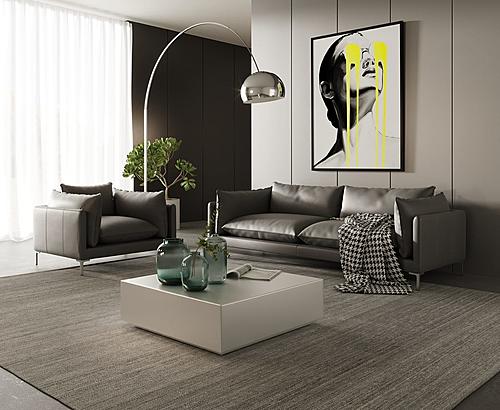 Divani Casa Harvest - Modern Grey Full Leather Sofa Set by VIG Furniture