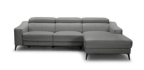 Modrest Rampart - Modern L-Shape RAF Chaise Grey Leather Sectional Sofa with 1 Recliner by VIG Furniture