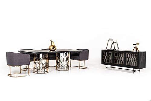 Modrest Natalie Modern Black Acacia & Antique Brass Buffet by VIG Furniture