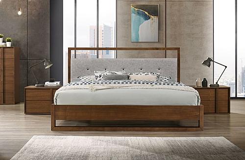California King Nova Domus Falcor - Modern Grey Fabric & Walnut Veneer Bed by VIG Furniture