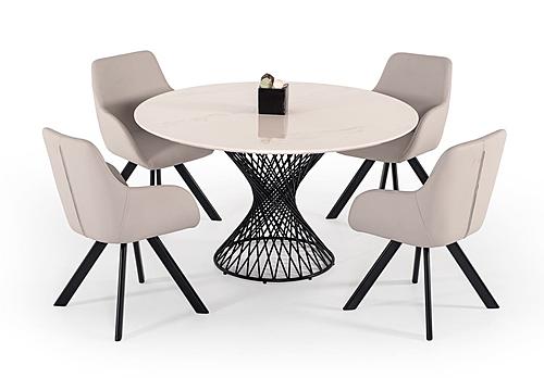 Modrest Joyce Modern Round White Cultured Marble Dining Table by VIG Furniture