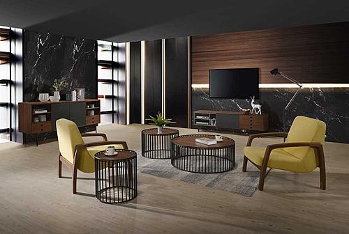 Modrest Bronson Modern Walnut & Black Round End Table by VIG Furniture