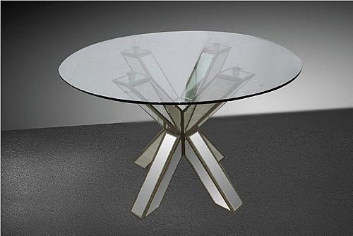 Hancock Transitional Mirrored Round Glass Dining Table by VIG Furniture