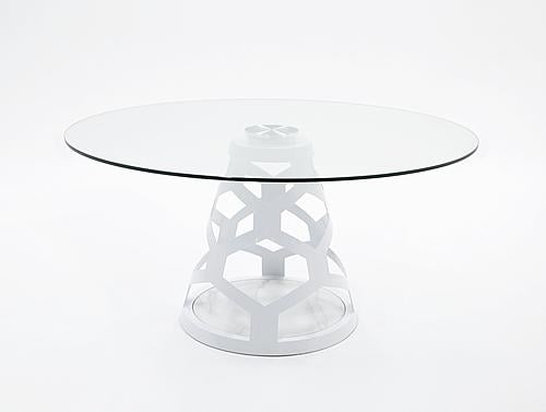 Modrest Lilly - Modern 12Mm Round Glass + White Dining Table by VIG Furniture