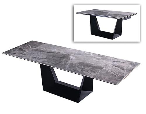 Modrest Baldwin - Modern Grey Ceramic & Black Metal Extendable Dining Table by VIG Furniture
