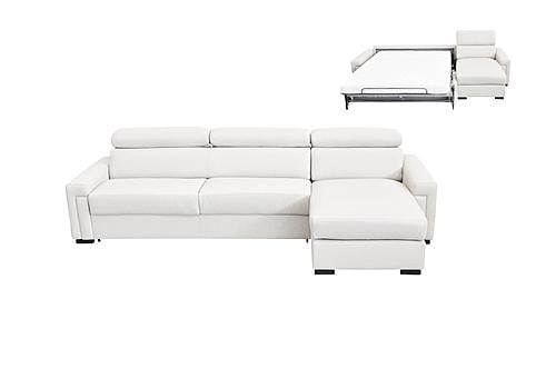 Estro Salotti Sacha - Modern White Leather Reversible Sectional Sofa Bed with Storage by VIG Furniture