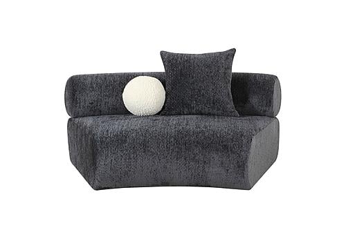 Divani Casa Simpson - Contemporary Dark Grey Fabric Curved Modular Armless Seat w/Throw Pillows by VIG Furniture