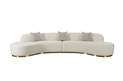 Divani Casa Frontier - Glam Beige Fabric Curved Sectional Sofa w/Grey Pillows by VIG Furniture