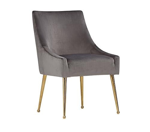 Modrest Castana Modern Grey Velvet & Gold Dining Chair (Set of 2) by VIG Furniture