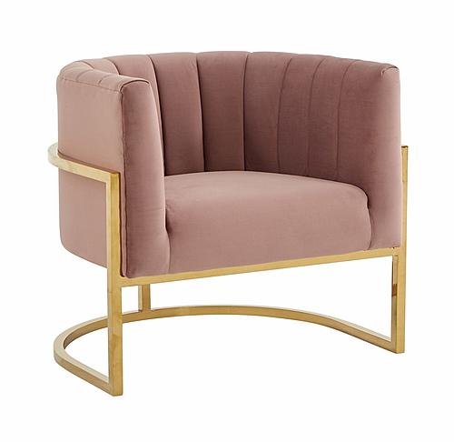 Modrest Landau - Modern Pink Velvet & Gold Stainless Steel Accent Chair by VIG Furniture