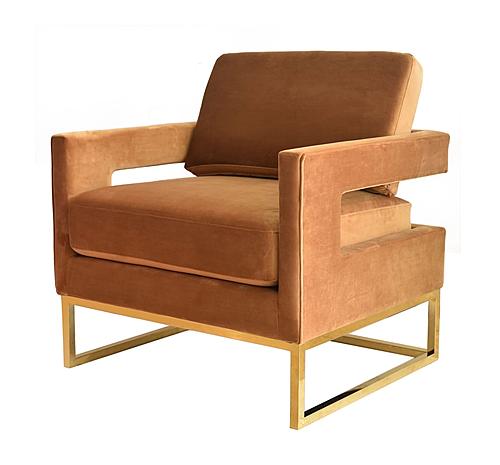 Modrest Edna - Camel Velvet + Gold Accent Chair by VIG Furniture