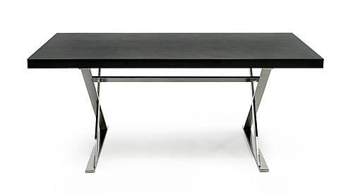 A&X Xavier - Modern Black Crocodile + Stainless Steel Dining Table by VIG Furniture