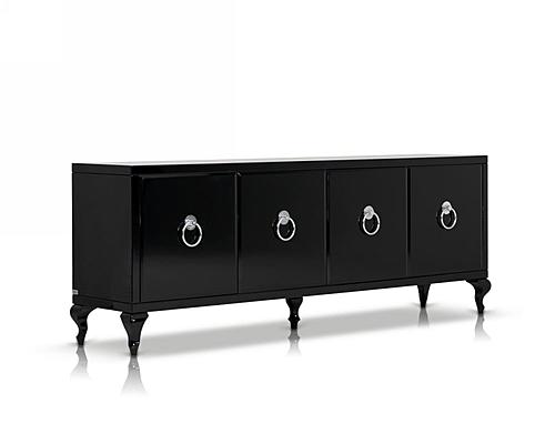 Bellagio Transitional Black Crocodile Lacquer Buffet