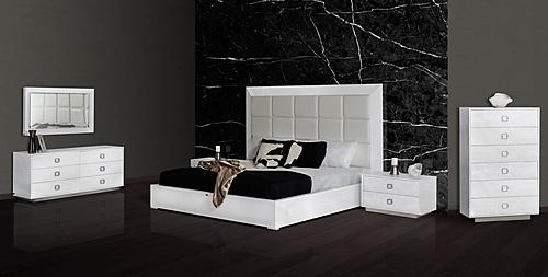 Queen A&X Victoria Modern White Crocodile Bedroom Set by VIG Furniture