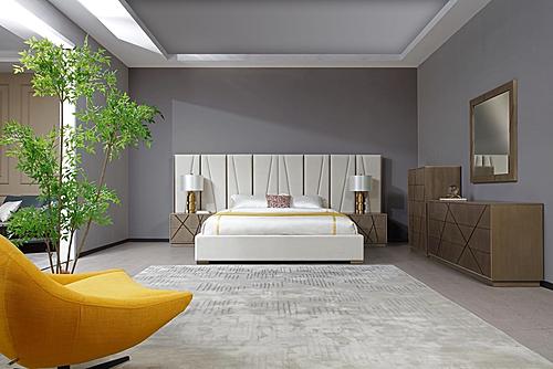 Modrest Nixa - Modern Beige Velvet + Brushed Bronze + Birch Bedroom Set-eastern by VIG Furniture