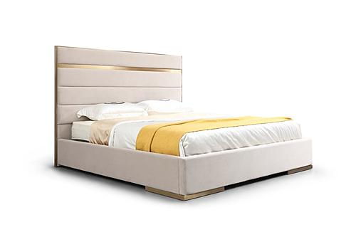 Modrest Cartier - Modern Beige Velvet and Brushed Brass EK Bed by VIG Furniture