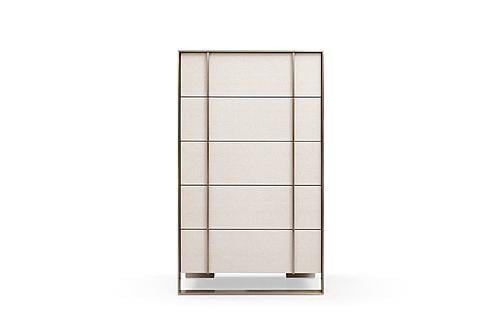 Nova Domus Cartier - Modern Beige Shagreen and Brushed Brass Chest by VIG Furniture