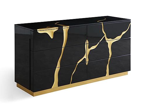 Modrest Aspen 66 Inch Modern Black and Gold Dresser by VIG Furniture