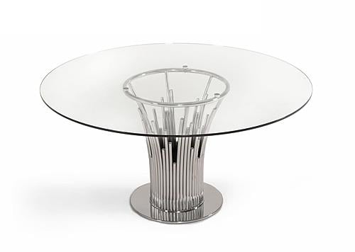 Modrest Paxton - Modern Round Glass & Stainless Steel Dining Table by VIG Furniture