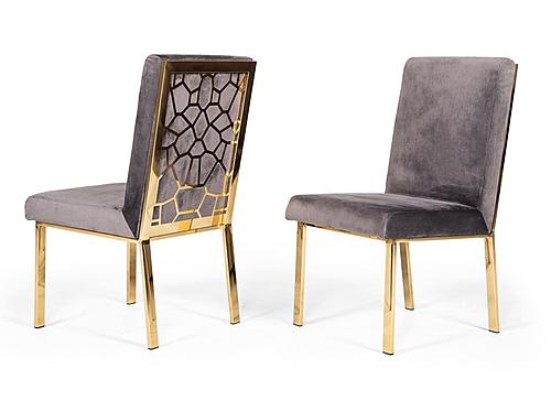 Modrest Reba Modern Grey Velvet & Gold Dining Chair (Set of 2) by VIG Furniture