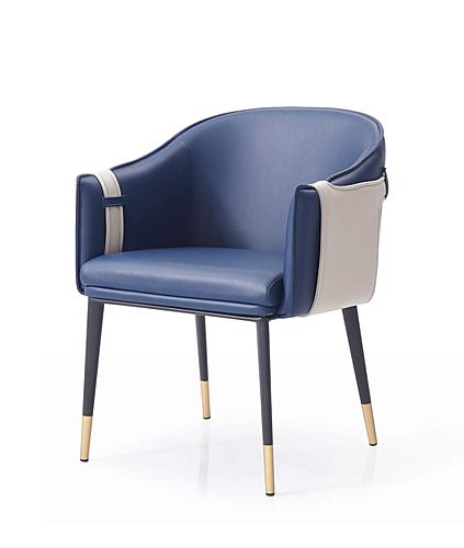 Modrest Calder - Blue & Beige Bonded Leather Dining Chair by VIG Furniture