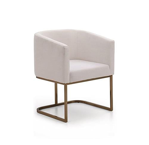 Modrest Yukon Modern White Fabric and Antique Brass Dining Chair by VIG Furniture